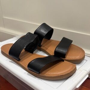 Black Leather Women's Sandals